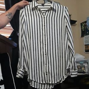 F21 striped long sleeve women's dress shirt
